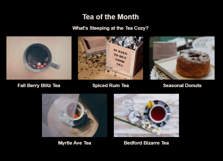 tea shop landing page